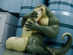 anthro autofellatio balls big_balls big_muscles big_penis cross-eyed curled_tail curling_toes erection feet genitals green_body green_scales hand_on_penis huge_balls huge_penis hyper hyper_balls hyper_genitalia hyper_penis inside kneeling licking looking_pleasured male masturbation muscular muscular_male nude oral oral_masturbation oral_penetration penetration penile penile_masturbation penis ridiculous_fit rubbing_penis scales solo tail tongue vein veiny_penis yellow_body yellow_penis yellow_scales snekkuu kahliss reptile scalie snake 2024 3d_(artwork) 4:3 digital_media_(artwork) hi_res