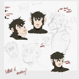 anthro hair looking_at_viewer looking_down male messy_hair one_eye_closed round_ears solo wink p_rindustries haplorhine mammal monkey primate 1:1 bust_portrait guide_lines headshot_portrait hi_res portrait sketch sketch_page