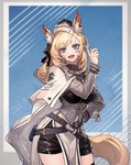 5_fingers blonde_hair blue_eyes breasts clothing cute_fangs female fingers fluffy fluffy_tail fur glistening glistening_hair hair headgear inner_ear_fluff open_mouth smile solo tail tuft white_body white_fur ryuuzaki_ichi arknights hypergryph studio_montagne whislash_(arknights) animal_humanoid equid equid_humanoid equine equine_humanoid humanoid mammal mammal_humanoid 2021 portrait three-quarter_portrait