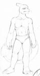 anthro bald bulge clothed clothing male muscular muscular_anthro muscular_male navel nude solo standing topless underwear neosavias nintendo pokemon charmeleon generation_1_pokemon lizard pokemon_(species) reptile scalie hi_res monochrome sketch