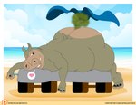 anthro beach big_butt butt detailed_background fart fart_cloud female heart_symbol massage_table obese obese_anthro obese_female one_eye_closed overweight overweight_anthro overweight_female sand seaside smile solo towel water wink gbstudios graybluestudios dreamworks madagascar_(series) patreon gloria_the_hippopotamus common_hippopotamus hippopotamid mammal hi_res