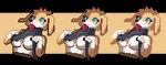 8bit_familiar after_transformation alpha_channel breasts breath canid canine canis clothed clothing digital_media_(artwork) domestic_dog female mammal panting partially_clothed pixel_(artwork) solo style_change tongue tongue_out torso_shot transformation