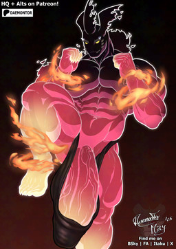 abs action_pose anthro areola barazoku bent_leg big_bulge big_muscles big_penis black_background bulge claws clothed clothing fighting_pose fire fist genitals gradient_background horn huge_bulge huge_muscles huge_penis ineffective_clothing long_penis male manly muscular muscular_anthro muscular_male navel nipples on_one_leg pecs penis plantigrade pose quads red_background serratus simple_background skimpy solo standing text thick_penis thong topless topless_anthro topless_male underwear vein veiny_penis perverteddaemon arc_system_works guilty_gear mythology patreon sol_badguy dragon gear_(guilty_gear) mythological_creature mythological_scalie scalie 2025 alternate_version_at_paywall dated english_text hi_res signature