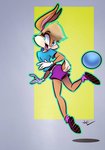 anthro ball bottomwear clothing female shorts solo sportswear juneduck21 looney_tunes warner_brothers lola_bunny lagomorph leporid mammal rabbit hi_res