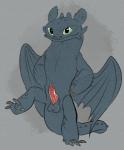 balls black_balls erection feral genitals green_eyes male penis presenting presenting_penis solo tail tapering_penis chromosomefarm dreamworks european_mythology how_to_train_your_dragon mythology toothless dragon fury_(httyd) mythological_creature mythological_scalie night_fury scalie western_dragon hi_res