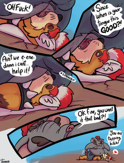 anal anthro belly collar duo facial_hair fur hair heart_(marking) kiss_on_butt kissing male male/male markings muscular muscular_anthro muscular_male mustache oral profanity red_hair rimming rimming_male sex spiked_collar spikes text white_hair yellow_body yellow_fur uniparasite mario_bros nintendo bowser elephant_mario mario meowser domestic_cat elephant elephantid felid feline felis koopa mammal proboscidean scalie comic english_text hi_res