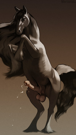 animal_genitalia animal_penis balls black_body black_fur bodily_fluids cum cumshot ejaculation equine_genitalia equine_penis erection feral fur genital_fluids genitals gradient_background hands-free male on_hind_legs partially_flared penis pose quadruped simple_background solo spontaneous_ejaculation conditional_dnp mercurial64 equid equine horse mammal 2022 9:16 hi_res pinup