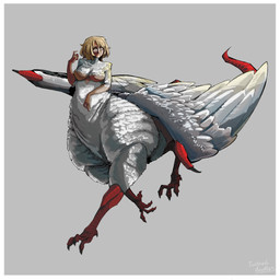 4_toes 5_fingers arms_bent black_claws blonde_hair border breasts claws feathered_wings feathers feet female fingers grey_background hair nude quadruped red_body red_scales scales short_hair simple_background solo straight_hair tail tan_body tan_skin tapering_tail thick_tail toes walking white_body white_border white_feathers wings yellow_eyes twisted_doodlz delicious_in_dungeon mythology falin_touden avian avian_taur dragon dragon_taur humanoid_taur hybrid mythological_creature mythological_scalie scalie taur 1:1 2026 colored digital_media_(artwork) digital_painting_(artwork) full-length_portrait hi_res line_art painting_(artwork) portrait shaded signature