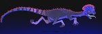 claws feral finger_claws markings open_mouth running sharp_teeth side_view solo spiral_eyes tail tail_markings teeth toe_claws tongue jeannette_arroyo dilophosaurid dinosaur prehistoric_species reptile scalie theropod 2024 hi_res portrait