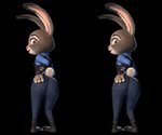 anthro butt butt_focus clothing female looking_at_viewer simple_background solo toeless_legwear uniform chickenass disney zootopia judy_hopps lagomorph leporid mammal rabbit 3d_(artwork) 6:5 absurd_res digital_media_(artwork) hi_res side_by_side_stereogram stereogram wall_eye_stereogram