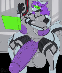 anthro areola balls big_areola big_balls big_breasts big_penis breasts curvy_figure cybernetics genital_raphe genitals gynomorph half-erect huge_balls huge_penis humanoid_genitalia humanoid_penis hyper hyper_balls hyper_genitalia hyper_penis intersex machine nipples nude penis raphe_(anatomy) screen scrotal_raphe sitting slightly_chubby solo thick_thighs vein veiny_penis voluptuous wire commanderthings aquatic cyborg fish robot shark digital_media_(artwork) hi_res
