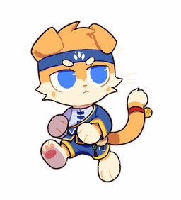 accessory anthro blue_bottomwear blue_clothing blue_eyes blue_pants blue_topwear bottomwear cheek_tuft chibi clothed clothing countershading facial_tuft floppy_ears front_view fur furgonomics glistening glistening_eyes head_tuft headband looking_aside male mouth_closed orange_body orange_fur pants pawpads simple_background solo tail tail_accessory tailband tan_body tan_fur topwear tuft unsigned walking white_background asnnonaka species_request full-length_portrait portrait
