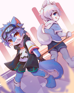 4_toes 5_fingers abstract_background ahoge anthro arm_pull arms_tied arms_tied_behind_back bandage barefoot biped black_bottomwear black_clothing black_hoodie black_jacket black_nose black_shorts black_topwear blue_body blue_bottomwear blue_clothing blue_eyes blue_fur blue_hoodie blue_shorts blue_tail blue_topwear bottomwear bound captured cheek_tuft circle_eyebrows clenched_teeth clothed clothed_anthro clothed_male clothing cute_fangs duo dutch_angle eyebrows eyewear eyewear_on_head facial_markings facial_tuft fangs feet fingers forced fully_clothed fully_clothed_anthro fully_clothed_male fur fur_markings goggles goggles_on_head grey_body grey_fur grey_tail hair hands_behind_head head_markings hoodie iris jacket kemono leash leash_pull licking licking_lips licking_own_lips looking_at_another looking_back male male_anthro markings mouth_closed open_clothing open_hoodie open_jacket open_topwear pigeon_toed pillar pink_inner_ear plantigrade pupils purple_background red_markings shirt short_hair shorts simple_background smile standing sweater tail teeth toes tongue tongue_out topwear tuft walking walking_away white_background white_body white_clothing white_eyebrows white_fur white_hair white_inner_ear white_shirt white_topwear yellow_eyes young young_anthro young_male emolga_1 coke_(colawolf7) canid canine canis mammal wolf hi_res