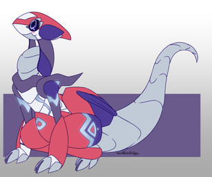 ambiguous_gender big_tail blue_body blue_ears blue_eyes blush blush_lines claws feral fusion glowing glowing_body grey_body grey_claws grey_ears grey_tail machine multicolored_body multicolored_ears pokemon_fusion quadruped red_body sitting solo tail two_tone_body two_tone_ears white_body motherlatias nintendo pokemon heather_(motherlatias) future_pokemon generation_3_pokemon generation_9_pokemon hybrid latias legendary_pokemon low-power_mode_miraidon miraidon paradox_pokemon pokemon_(species) robot 2025 hi_res watermark