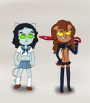 anthro clothed clothing cosplay crossdressing duo female male male/female riverxa kill_la_kill studio_trigger mako_mankanshoku merry_(riverxa) river_(riverxa) ryuko_matoi canid felid humanoid mammal hi_res