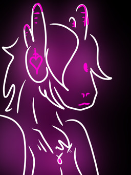 ambiguous_gender anthro glowing machine neon pink_body solo hellatin protogen 3:4 hi_res