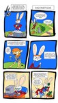 anthro dialogue duo female fur greeting hair male male/female orange_hair simple_background speech_bubble text white_body white_fur yellow_body agouti-rex cheetah felid feline hare lagomorph leporid mammal 2014 comic english_text hi_res