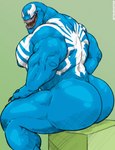 big_butt big_muscles blue_body butt emblem empty_eyes grin huge_butt male muscular muscular_male not_furry pecs rear_view sharp_teeth sitting smile solo teeth tongue tylerstark marvel marvel_rivals venom_(marvel) alien alien_humanoid humanoid monster symbiote absurd_res hi_res