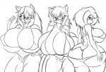 anthro big_breasts big_butt breasts butt cleavage clothed clothing female group huge_breasts huge_butt side_boob little-gray-bunny sega sonic_the_hedgehog_(series) fan_character canid canine echidna eulipotyphlan fox hedgehog mammal monotreme character_request hi_res monochrome