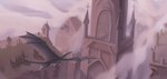 ambiguous_gender building cathedral feral flying fog foggy_background house long_tail membrane_(anatomy) membranous_wings rooftop solo tail wings hush_amitash mythology dragon mythological_creature mythological_scalie scalie 2023 hi_res