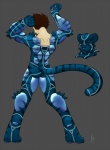 anthro clothing costume fursuit grey_background latex male muscular muscular_anthro muscular_male simple_background solo stripes tail tiger_costume rei98 felid human mammal pantherine tiger