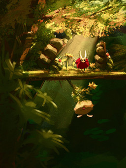2_horns ambiguous_gender antennae_(anatomy) anthro biped black_eyes cloak clothed clothing detailed_background empty_eyes feral fur group horn light looking_at_another outside red_cloak red_clothing standing cloudbuster hollow_knight:_silksong hollow_knight_(franchise) team_cherry hornet_(hollow_knight) huge_flea_(hollow_knight:_silksong) pill_(hollow_knight:_silksong) tipp_(hollow_knight:_silksong) arthropod flea_(hollow_knight:_silksong) 2026 3:4 hi_res lighting shaded female_(lore)