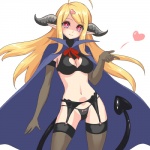 <3 ahoge black_bra black_lingerie black_panties blonde_hair bow_panties bra breasts cape cleavage clothed clothing demon elbow_gloves female garter_belt garter_straps gloves hair horn lingerie long_hair looking_at_viewer navel original plain_background pointing pointy_ears red_eyes ribbons smile solo spade_tail standing stockings succubus tetsuwan thong underwear white_background
Rating: Questionable
Score: 5
User: AnacondaRifle
Date: March 14, 2014