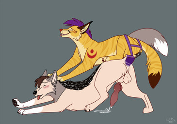 anal anal_fluids anal_juice_on_sex_toy anal_orgasm anal_penetration animal_genitalia animal_penis animal_vulva anus ass_up balls bodily_fluids canine_genitalia canine_penis canine_vulva cum cum_while_penetrated dominant dominant_female duo ear_piercing ear_ring ejaculation erection eyes_closed feet female female_feral female_penetrating female_penetrating_male feral feral_on_feral feral_penetrated feral_penetrating feral_penetrating_feral from_behind_position fur furgonomic_strapon genital_fluids genitals hands-free knot looking_pleasured male male/female male_feral male_penetrated object_in_ass open_mouth orgasm orgasm_face pawpads paws pegging penetration penis perching_position piercing ring_piercing sex sex_toy sex_toy_in_ass sex_toy_insertion simple_background strapon strapon_in_ass strapon_sex submissive submissive_male tail toes tongue tongue_out toying_partner vaginal_fluid_string vaginal_fluids vaginal_fluids_on_vulva vulva caraluca rae_(caraluca) canid canine canis druid_(feral) felid feline jackal mammal digital_media_(artwork) hi_res