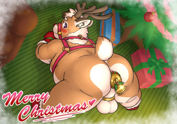anal anal_masturbation anal_penetration anthro antlers backsack balls big_butt brown_body brown_fur butt buttplug buttplug_in_ass buttplug_insertion chastity_cage chastity_device fur genitals harness holidays horn male masturbation mostly_nude object_in_ass overweight penetration perineum plug_(sex_toy) plug_insertion sex_toy sex_toy_in_ass sex_toy_insertion solo reddo12340 christmas rudolph_the_red-nosed_reindeer deer mammal new_world_deer reindeer hi_res