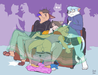 4_toes 5_toes anthro anthro_on_anthro anthro_penetrated anthro_penetrating anthro_penetrating_anthro barefoot bed biped bisexual bodily_fluids claws dominant dominant_male dripping erection exhibitionism feet fellatio female female_penetrated fluffy from_front_position furniture genital_fluids genitals group group_sex happy happy_sex humanoid_genitalia humanoid_penis larger_male larger_sub leaking_precum male male/female male/male male_penetrated male_penetrating male_penetrating_female male_penetrating_male multitasking neck_tuft on_bed oral oral_penetration pawpads paws penetration penile penis pink_pawpads plantigrade polyamory precum precum_drip precum_on_penis public public_sex sex size_difference smaller_male sofa soles standing stealth_sex submissive submissive_male surprise_sex toes tuft under_blanket under_covers under_covers_sex vaginal vaginal_fluids vaginal_penetration vulva deeb890 league_of_legends riot_games tencent catnip_(khatnid) fan_character teemo_the_yiffer felid feline felis mammal yordle absurd_res hi_res