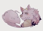 anthro fur green_eyes horn living_tail male purple_body purple_fur solo tail unusual_anatomy unusual_tail igarashi_ta lifewonders tokyo_afterschool_summoners bathym_(tas) canid canine canis demon mammal wolf headshot_portrait portrait