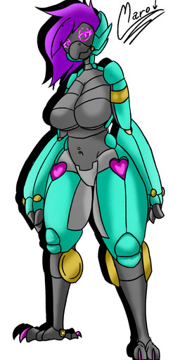anthro beak big_hands breasts feet female hair machine navel navel_piercing nude piercing simple_background solo talons thick_thighs toes marosynth willow_(marosynth) android avian robot synth_(vader-san) colored digital_media_(artwork) hi_res shaded signature