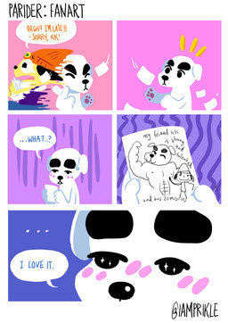 blush bodily_fluids clothing dialogue drawing_(object) drawing_in_a_drawing ellipsis hat headgear headwear male muscular pupils running speech_bubble starry_eyes sweat sweatdrop tears text unusual_pupils iamprikle animal_crossing nintendo parappa_the_rapper sony_corporation sony_interactive_entertainment k.k._slider parappa canid canine canis domestic_dog mammal comic english_text hi_res source_request