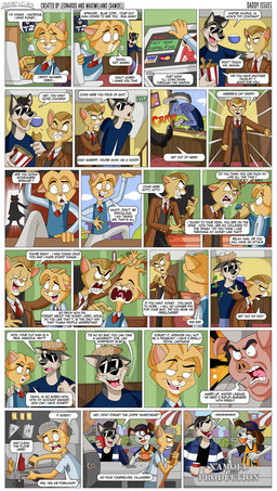 anthro backwards_baseball_cap backwards_hat baseball_cap black_hair blonde_hair brown_body brown_fur bucket_of_chicken business_attire chef_uniform clothing computer credit_card curly_hair detailed_background dialogue egg electronics female fur grey_body grey_fur greying_hair group hair hair_net hat headgear headwear humor kick kitchen laptop male nest net overweight overweight_male prep profanity text through_window website white_body white_fur xamoel beast_house disney goof_troop bosch_(xamoel) chad_(xamoel) peg_pete spencer_(xamoel) canid canine canis domestic_cat domestic_dog domestic_pig felid feline felis mammal suid suine sus_(pig) wolf 2016 comic english_text hi_res father_(lore) father_and_child_(lore) father_and_son_(lore) parent_(lore) parent_and_child_(lore) parent_and_son_(lore) son_(lore)
