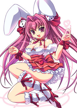 breasts d6 dice female hair heart_symbol pink_hair shimamoto_utsumi solo unknown_artist di_gi_charat hikaru_usada animal_humanoid humanoid lagomorph lagomorph_humanoid leporid_humanoid mammal mammal_humanoid rabbit_humanoid