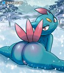 anthro biped butt eyelashes female flexible genitals looking_at_viewer looking_back nude pupils pussy smile snow snowing solo splits spread_legs spreading thick_thighs blazedscarf nintendo pokemon generation_2_pokemon pokemon_(species) sneasel hi_res