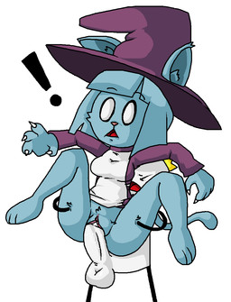 anthro anthro_penetrated bodily_fluids cat_tail clitoral_hood clitoris clothed clothing crown duo female female_penetrated genital_fluids genitals hat headgear headwear human_on_anthro human_penetrating human_penetrating_anthro interspecies magic_user male male/female male_penetrating male_penetrating_female pantsless penetration penile penile_penetration penis penis_in_vagina princess royalty sex surprised vaginal vaginal_fluids vaginal_penetration vulva witch witch_hat anonymous_artist 4chan save_the_princess anon cat_witch_princess felid feline human mammal