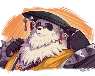 anthro asian_clothing asian_conical_hat belly bracelet chinese_clothing clothing confusion east_asian_clothing eyewear fur glasses hat headgear headwear jewelry male multicolored_body multicolored_fur overweight pawpads ring solo spiked_bracelet spikes 7th_art_forge mihoyo zenless_zone_zero pan_yinhu bear giant_panda mammal 2025 5:4 bust_portrait hi_res portrait