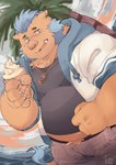 anthro belly bottomwear clothing dessert food hoodie humanoid_hands ice_cream kemono male outside overweight overweight_male palm_tree plant sea shirt shorts solo topwear tree water l4zily lifewonders tokyo_afterschool_summoners ganglie_(tas) mammal suid suine sus_(pig) wild_boar 2022 absurd_res hi_res