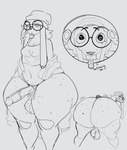 anthro balls beanie big_balls big_butt big_penis bodily_fluids bottom_heavy butt camel_toe clothing clothing_aside coat crop_top ear_piercing ear_ring eyewear freckled_butt freckles genital_fluids genitals glasses gynomorph hat headgear headwear huge_butt intersex long_ears panties pear-shaped_figure penis piercing precum ring_piercing shirt solo thick_thighs thong thong_aside topwear underwear underwear_aside wide_hips dokitokiii ounxh soup_(peta_petaa) canid canine canis domestic_dog mammal hi_res