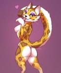 anthro breasts butt clawroline countershading digital_media_(artwork) eyeshadow felid feline female fur genitals hi_res kirby_(series) kirby_and_the_forgotten_land leopard licking looking_at_viewer makeup mammal markings nintendo nipples nude pantherine purple_background pussy shaded simple_background solo spots spotted_body spotted_fur tenynn thick_thighs tongue tongue_out