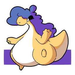 abstract_background ambiguous_gender belly black_eyes blue_hair bottom_heavy feral gesture hair long_hair looking_at_viewer on_one_leg overweight overweight_ambiguous smile solo standing tail thick_tail waving waving_at_viewer white_belly yellow_body ltoo mythology ltoo_(sona) dragon mythological_creature mythological_scalie scalie 1:1 hi_res nonbinary_(lore)
