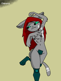 anthro armpit_fetish armpit_hair armpit_play bodily_fluids body_hair breasts cum cum_on_arm cum_on_armpit cum_on_fur ears_down embarrassed embedded_penetrable_sex_toy female fluffy fluffy_chest fur genital_fluids genitals green_eyes grey_body grey_fur hair inner_ear_fluff multi_nipple nipple_fetish nipples penetrable_sex_toy pivoted_ears prothesis raised_arm red_hair sex_toy skinny slim small_breasts small_waist solo standing tail tuft vulva whiskers gortros quiettomato mallorie_(quiettomato) felid mammal 3:4 hi_res trans_(lore)