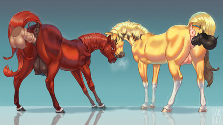 anatomically_correct anatomically_correct_anus anatomically_correct_genitalia anatomically_correct_vulva animal_genitalia animal_penis animal_vulva anus bodily_fluids butt disembodied_penis duo equine_anus equine_genitalia equine_penis equine_vulva eyes_closed female female_feral female_focus female_penetrated feral feral_penetrated fur genital_fluids genitals hooves looking_back male male/female male_penetrating male_penetrating_female nipples open_mouth penetration penile penile_penetration penis penis_in_vagina puffy_anus sex simple_background smile tail teats vaginal vaginal_penetration vulva jaribka rainstorm_(marefurryfan) raya_de_la_cruz_(whitetail-designs) equid equine horse mammal 16:9 digital_media_(artwork) hi_res widescreen