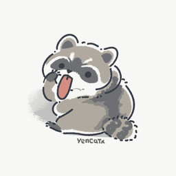 biped black_eyes black_nose chibi dot_eyes feral grey_body simple_background simple_eyes slightly_chubby solo tongue tongue_out white_background yencatx mammal procyonid raccoon 1:1 2021