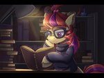 black_bars book bookshelf clothing eyelashes eyewear female furniture glasses hooves horn lamp reading solo sweater topwear ardail friendship_is_magic hasbro my_little_pony mythology moondancer_(mlp) equid equine mammal mythological_creature mythological_equine unicorn 2018 4:3 absurd_res hi_res letterbox