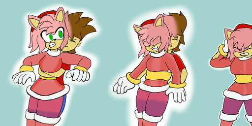 anthro blue_bottomwear blue_clothing blue_eyes blue_pants bottomwear brown_hair clothing color_change duo female forced fur gloves green_eyes grin grinning_at_viewer hair hand_on_hip handwear male merging oblivious pants pink_body pink_bottomwear pink_clothing pink_fur pink_pants pink_sweater pink_topwear pose possession red_clothing red_hairband red_shirt red_topwear shirt smile smiling_at_viewer sneaking standing sweater topwear white_clothing white_gloves white_handwear winter winter_clothing klohedge sega sonic_the_hedgehog_(series) amy_rose eulipotyphlan hedgehog human mammal 2021 absurd_res hi_res sequence