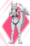 anthro big_tail bottomwear bra breasts clothing electronics facial_scar female footwear front_view grey_body long_boots muscular muscular_anthro muscular_female phone pose scar selfie solo tail underwear yellow_eyes bsan94 velvela canid canine canis mammal wolf hi_res