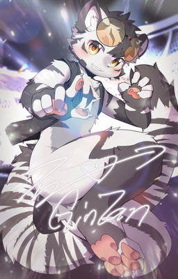 5_fingers anthro black_body black_fur bottomless bottomless_male claws clothed clothing concert electronics fingers fur gesture hand_gesture hand_pawpads kemono looking_at_viewer male microphone orange_eyes pawpads paws pointing pointing_at_viewer pose solo teeth text toe_claws topwear topwear_only vest vest_only white_body white_fur yellow_eyes young young_anthro young_male eisuke_art gintan felid mammal pantherine tiger 2024 cel_shading character_name digital_drawing_(artwork) digital_media_(artwork) english_text full-length_portrait hi_res portrait shaded