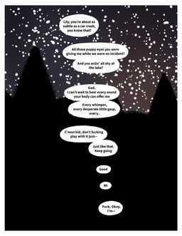 ambiguous_gender border dialogue forest night not_furry plant profanity sky speech_bubble star starry_sky text tree white_border zero_pictured oystr jo_(oystr) lily_(oystr) comic english_text hi_res